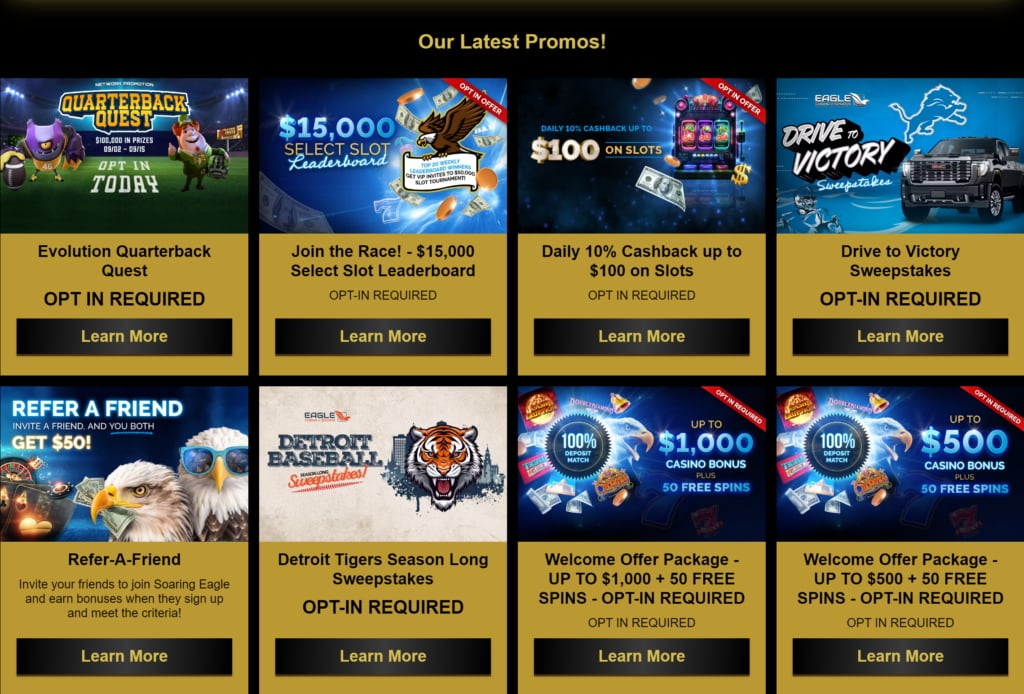 Play Eagle casino promos