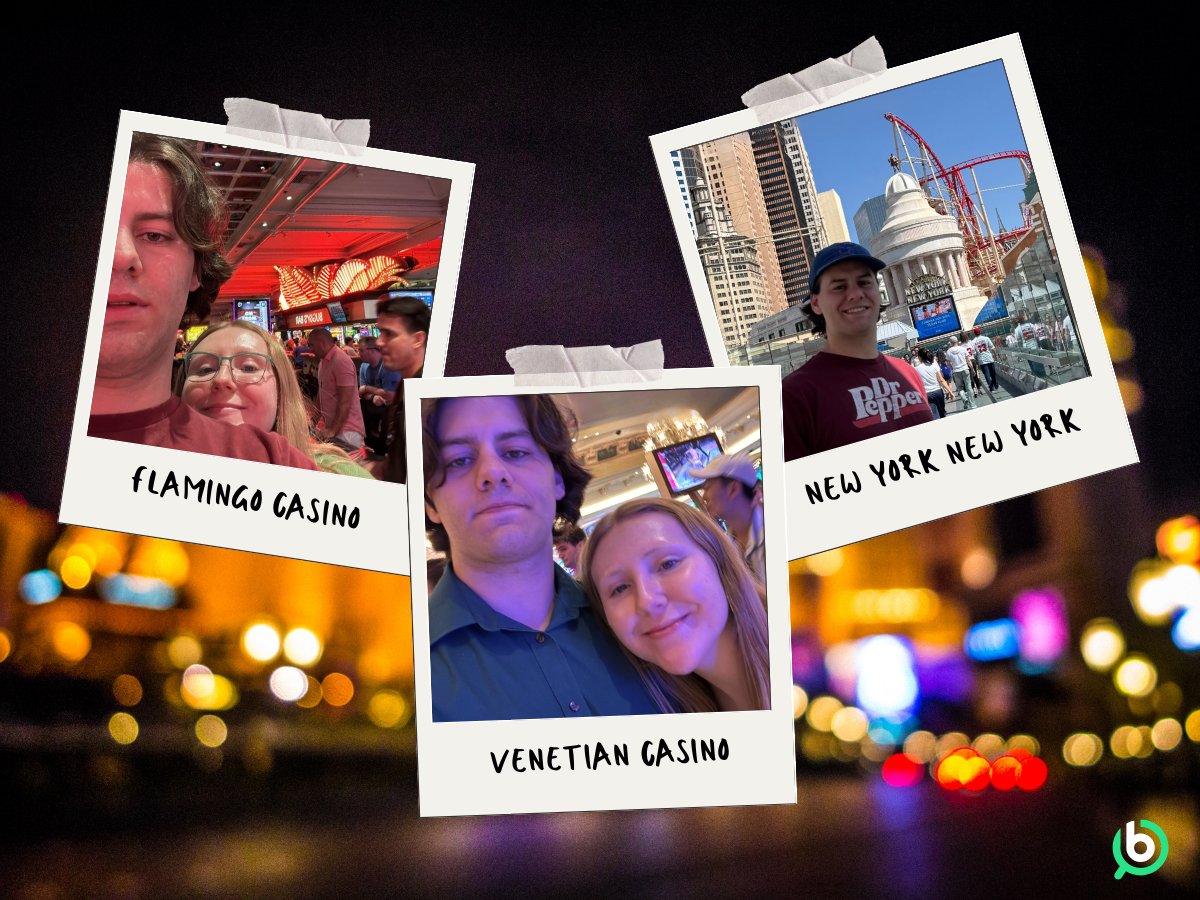 Images of our blackjack tester and their plus one enjoying Las Vegas