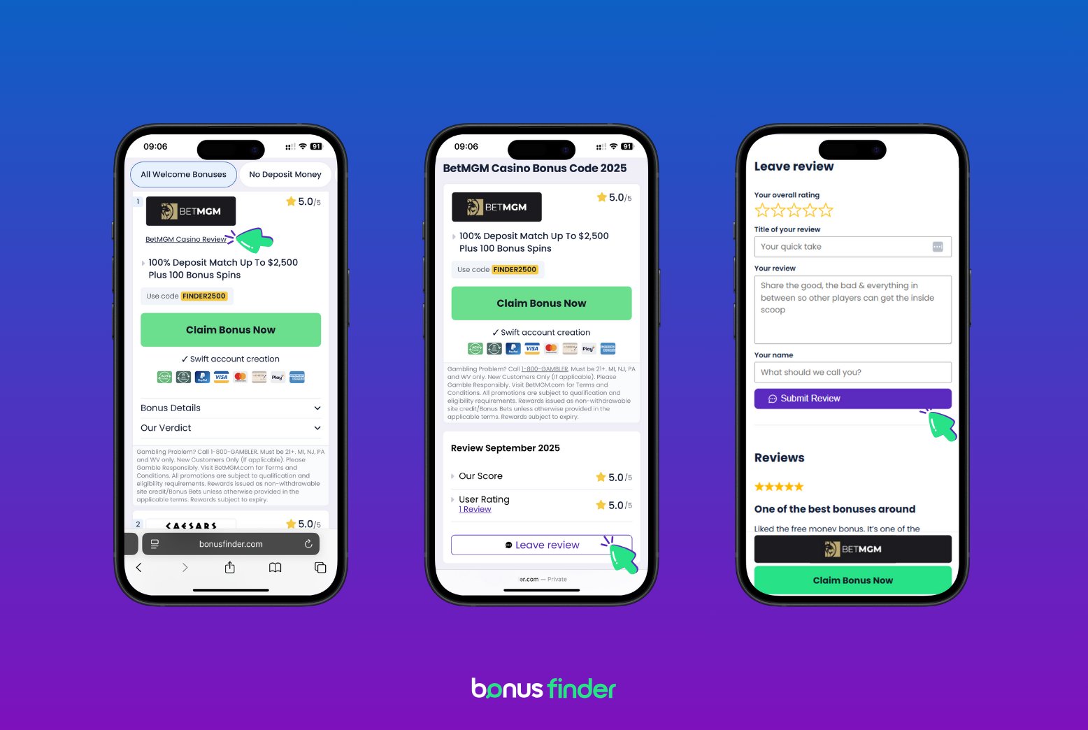 How to leave a review on BonusFinder