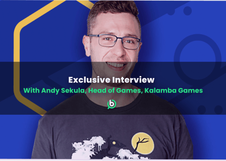 Portrait of Andy Sekula, Head of Games at Kalamba Games, with overlaid text reading “Exclusive Interview”