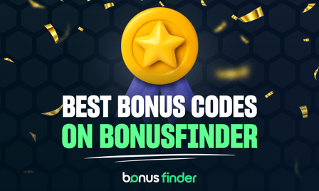 Gold star icon with bold text promoting the best online casino bonus codes available on BonusFinder for US players.