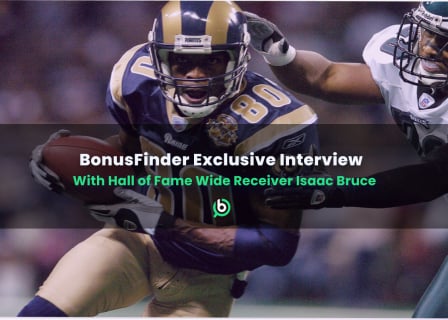 Image of NFL Hall of Famer Isaac Bruce, reflecting on his career and sharing Super Bowl insights