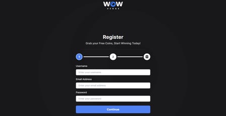 Wow Vegas casino account registration