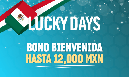Con el bono de bienvenida de Lucky Days en MÃ©xico puedes jugar tragamonedas y casino en vivo.