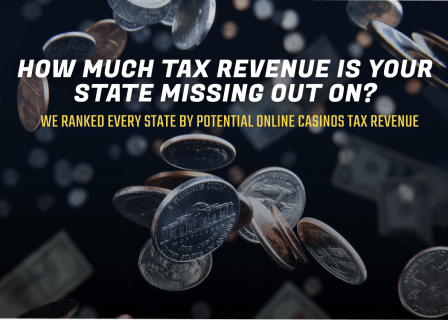 Featured image with coins in the background and a text: “How much tax revenue is your state missing out on?”
