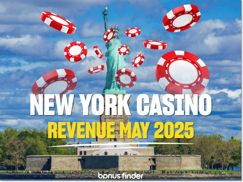 New York land-based casino revenue May 2025