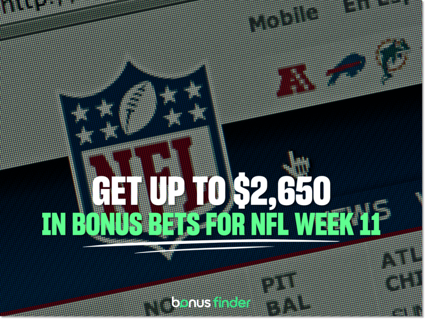 NFL Week 11 promos: Get up to $2,650 in bonus bets
